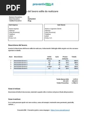 Stai cercando un modello o un esempio di preventivo di ristrutturazioni? Modello Preventivo Edile Pdf Pdf