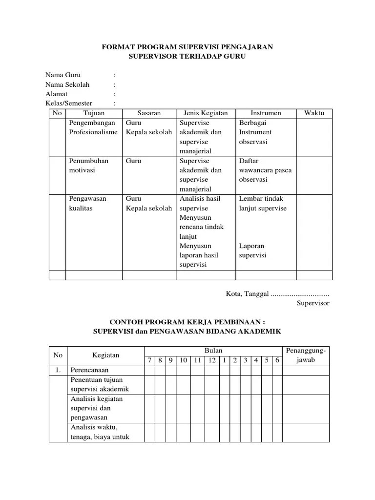 Contoh format program supervisi link paud bagikan sebagai salah satu perangkat pembelajaran yang harus dimiliki oleh setiap guru/kepala sekolah taman . Supervisi Kepala Sekolah Pdf