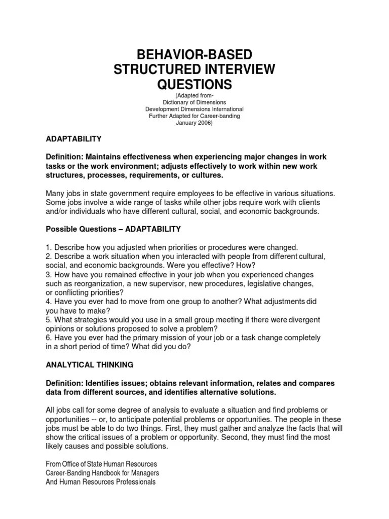 Behavioral Interviewing Guidance | PDF | Competence (Human Resources) | Goal
