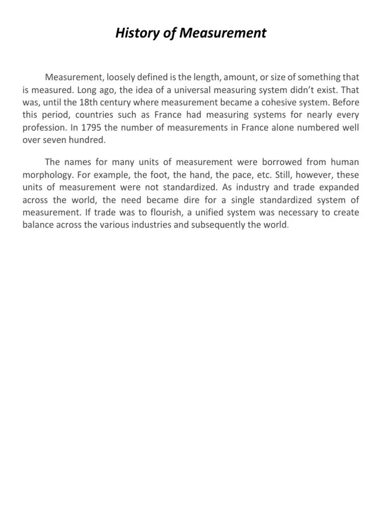 History Of Measurement | PDF | International System Of Units | Measurement