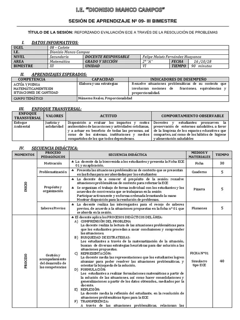 Sesión Ece-Matemática | PDF | Evaluación | Conceptos Psicologicos