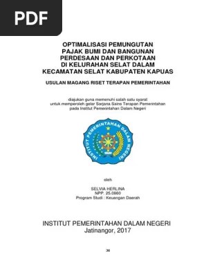 Pendataan, penilaian dan penetapan pajak bumi dan bangunan (pbb) perkotaan;; Turnitin Pdf