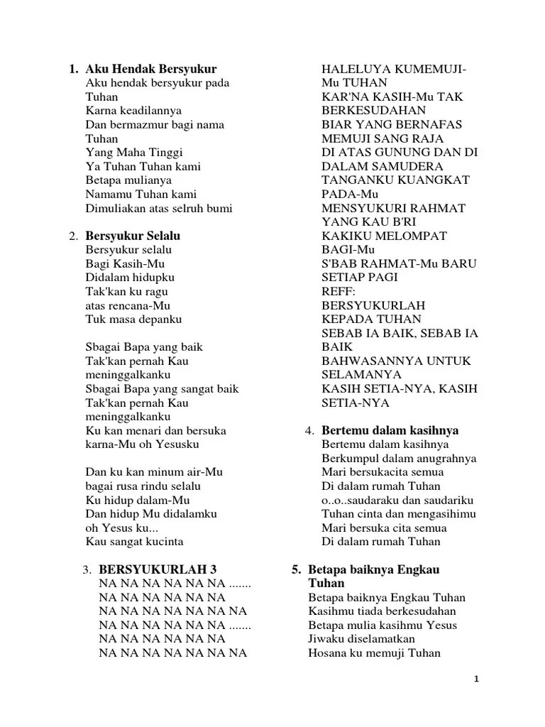 Handbook Lagu Sekolah Minggu Engkau mengasihiku dengan sepenuh hati.