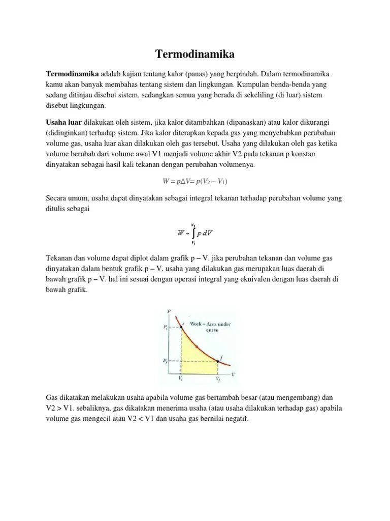 Termodinamika (Isotermik, Isokhorik, Isobarik Dan Adiabatik) | PDF