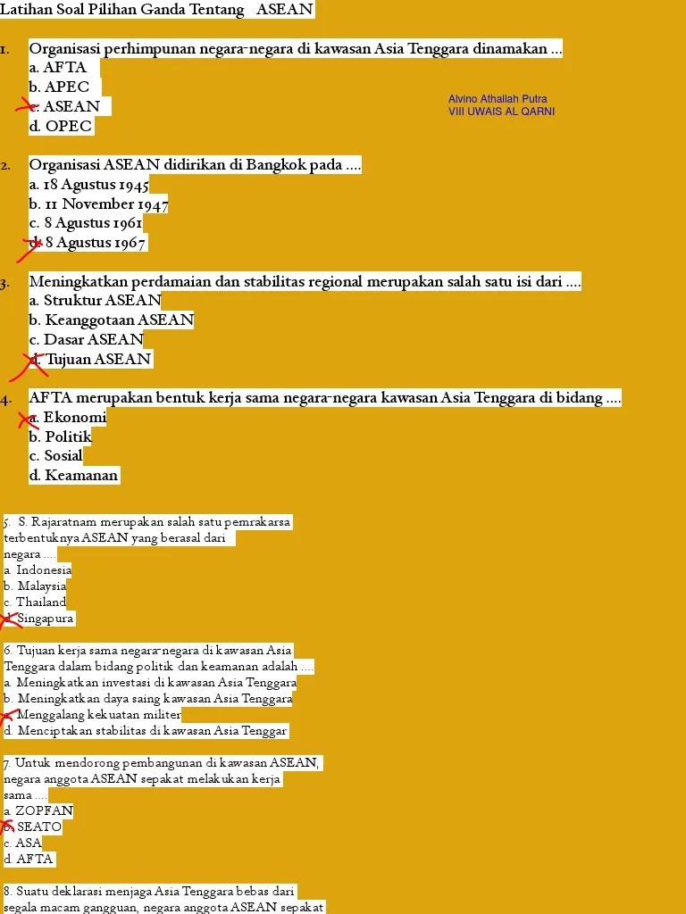 Tugas 2 Latihan Soal Organisasi Asia Tenggara | PDF