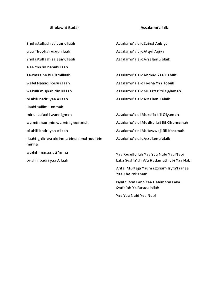 Lirik Sholawat | PDF | Abrahamic Religions | Islamic Belief And Doctrine