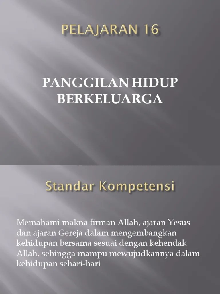 Pelajaran 16 Panggilan Hidup Berkeluarga | PDF