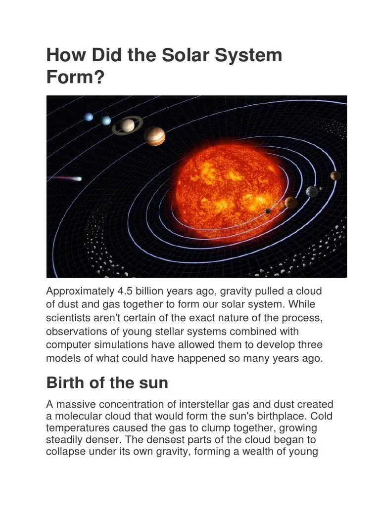 How Did The Solar System Form?: Birth Of The Sun | PDF | Planets | Formation And Evolution Of ...