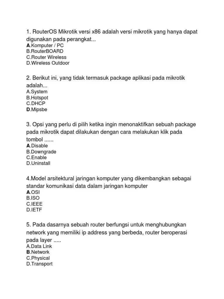 Seperti yang sudah kita pelajari pada artikel sebelumnya, jika sobat sudah membeli mikrotik routerboard, maka os sudah include didalamnya dengan lisensi level tertentu. 1 Pdf
