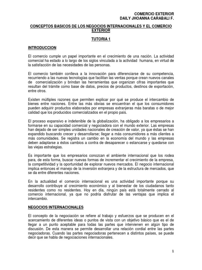 Introducción A Los Conceptos Básicos De Los Negocios Internacionales Y ...