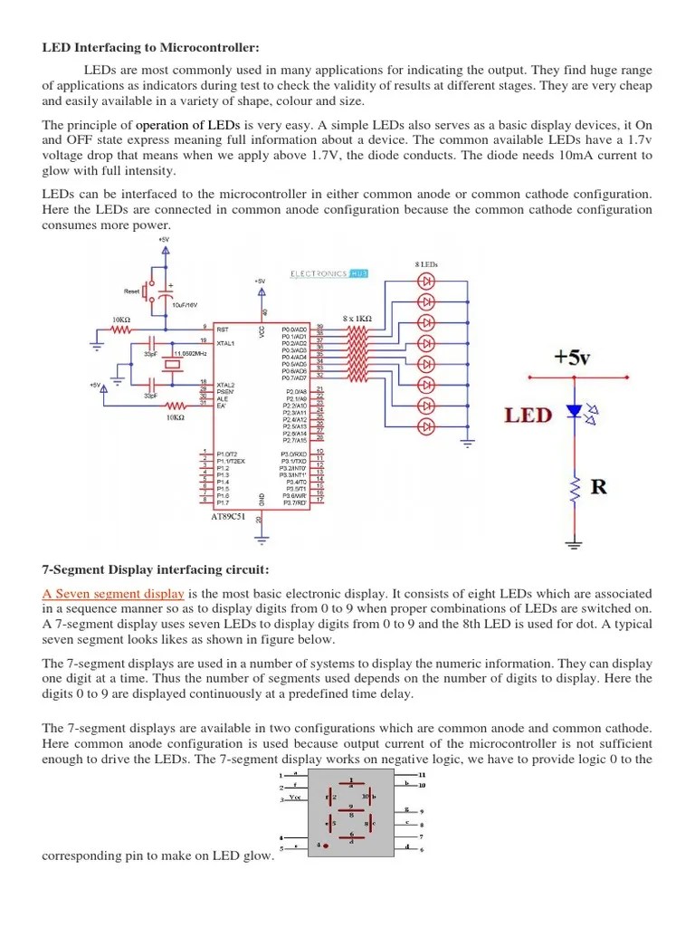 Operation Of Leds: Led Interfacing To Microcontroller | PDF | Digital ...