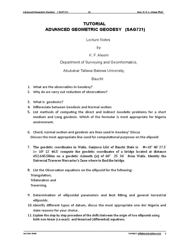 Tutorial On Physical Geodesy | PDF | Geodesy | Scientific Observation