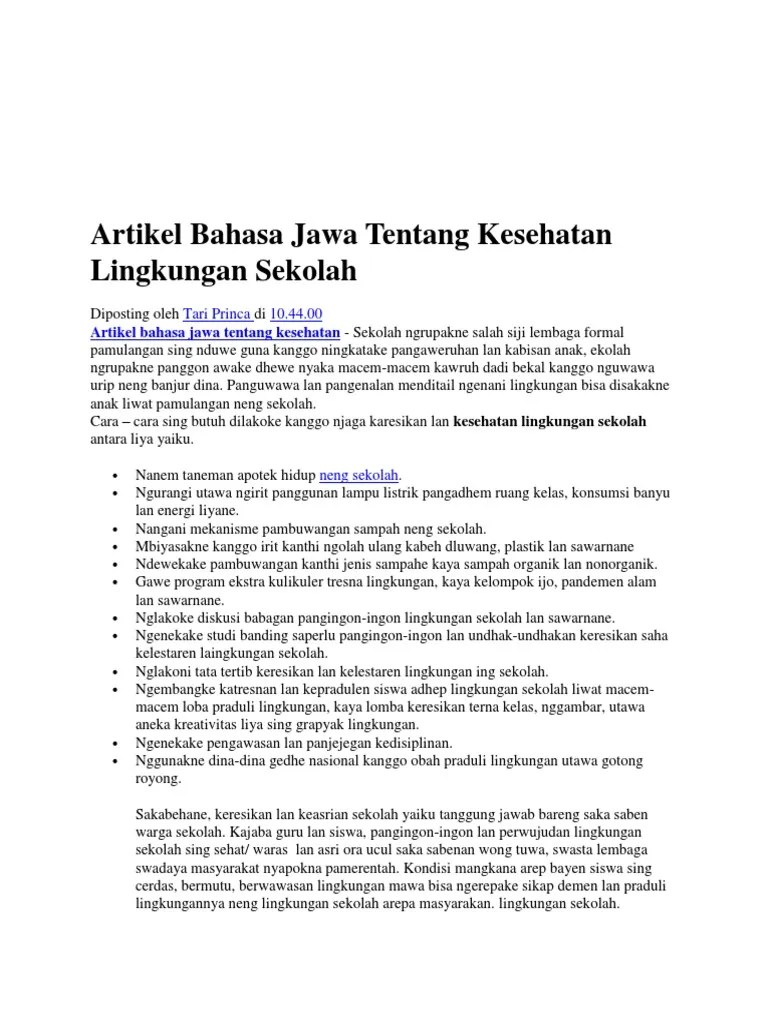 artikel kali ini berjudul &quot;kacang nyegah panyakit jantung&quot;. Artikel Bahasa Jawa Tentang Kesehatan Lingkungan Sekolah Pdf