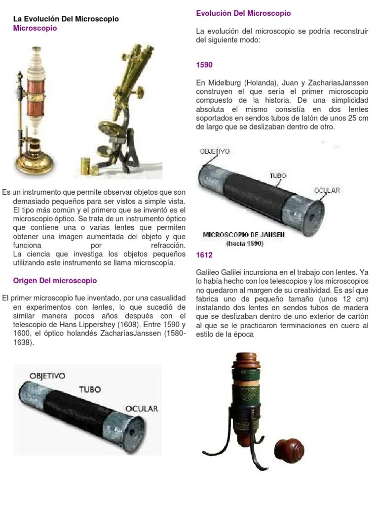 La Evolución Del Microscopio | PDF | Microscopio | Telescopio