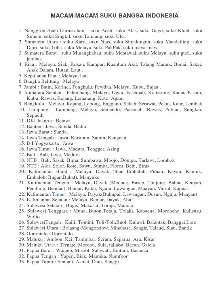 Suku Bangsa Indonesia | PDF