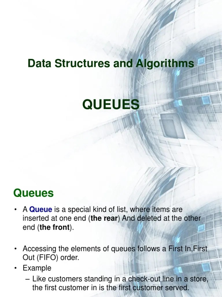 Data Structures And Algorithms: Queues | PDF | Queue (Abstract Data ...