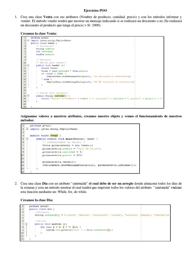 Ejercicios POO - Resolucion | PDF | Objeto (informática) | Programación ...