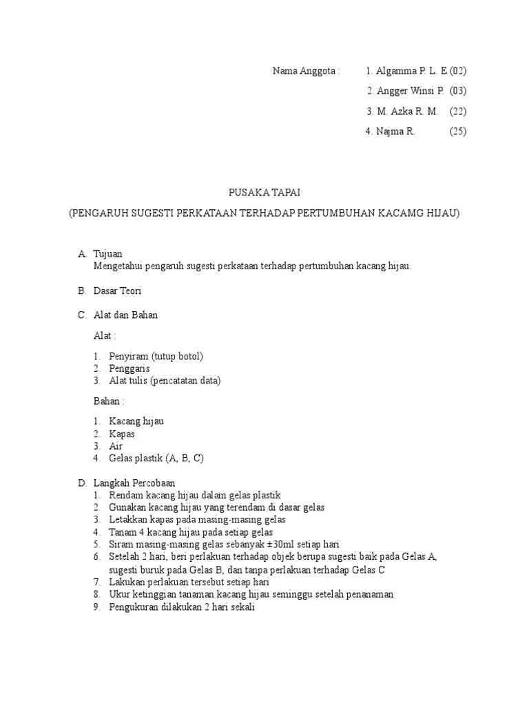Laporan Pertumbuhan Tanaman Kacang Hijau | PDF