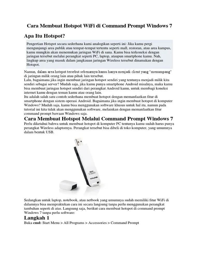 Cara Membuat Hotspot WiFi Di Command Prompt Windows 7 | PDF