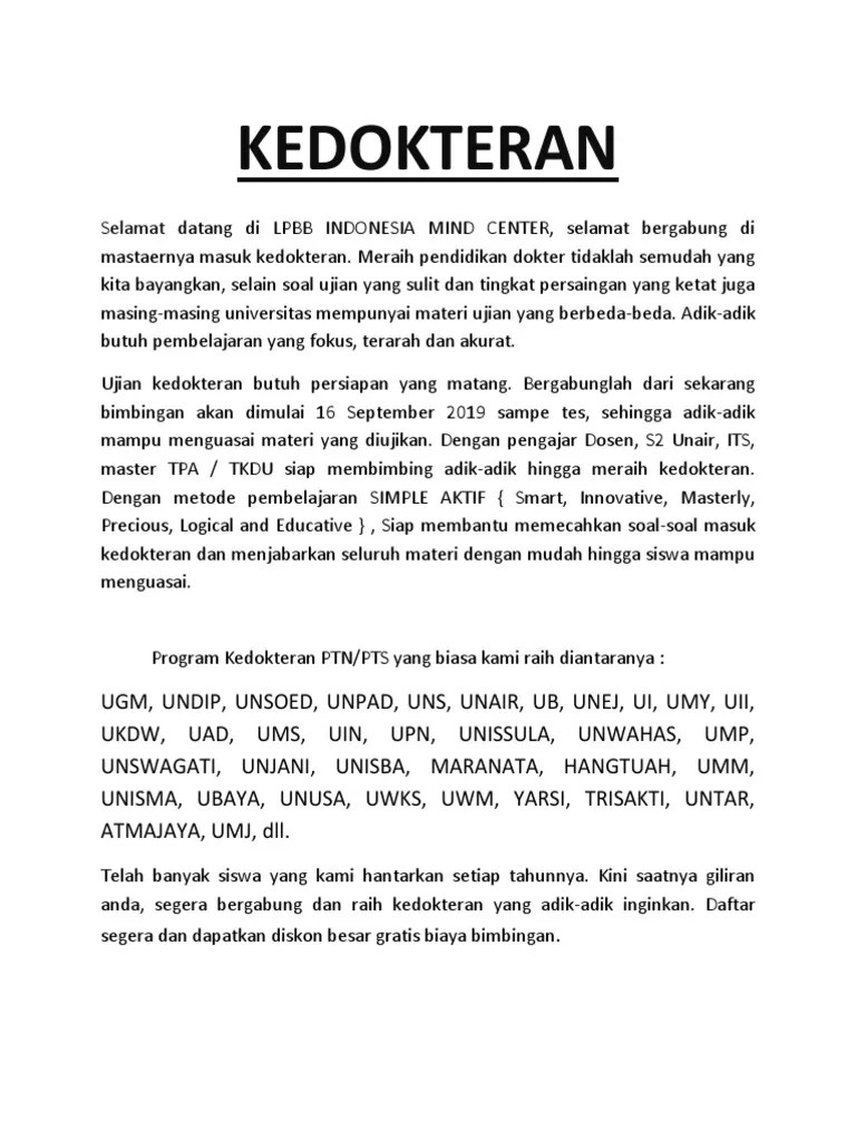 Carilah 3 contoh manfaat biologi dalam bidang kedokteran! Soal Biologi Kedokteran Unisba Masnurul