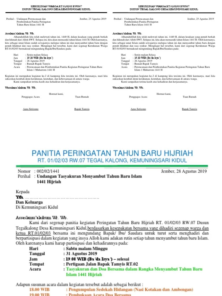 Surat Undangan 1 Muharram 1439 H Pdf 