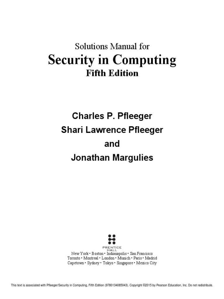 Security In Computing: Fifth Edition | PDF | Vulnerability (Computing ...