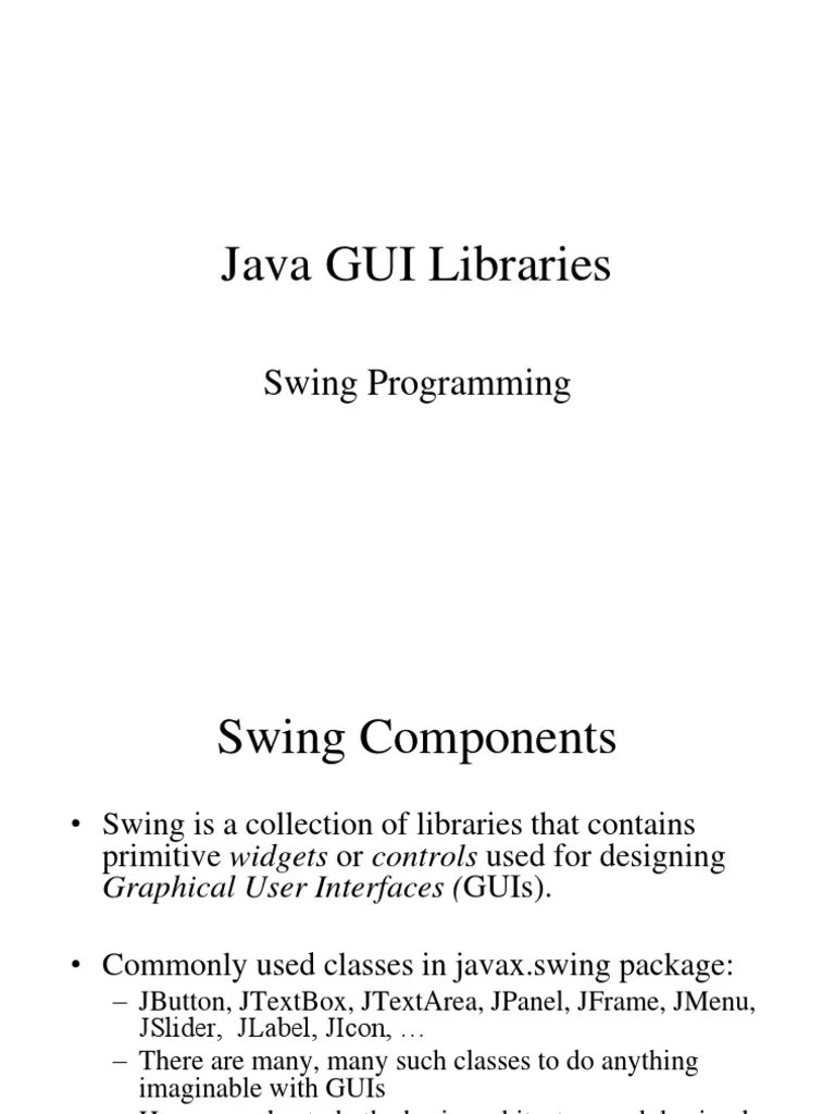 Java GUI Libraries: Swing Programming | PDF | Computer Programming ...