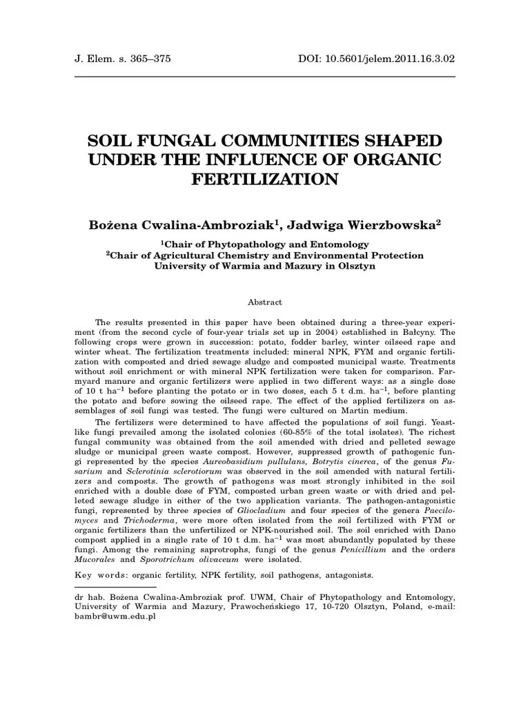 Soil Fungal Communities | PDF | Compost | Fungus