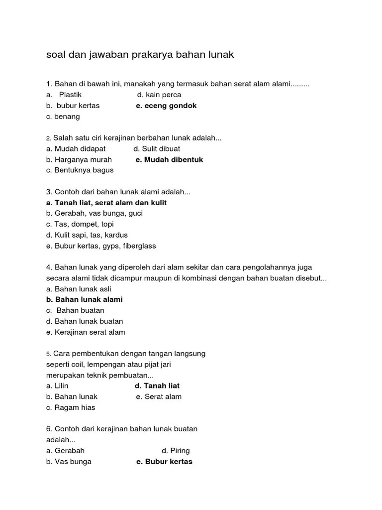 Ulangan Harian Kerajinan Bahan Limbah Lunak Quiz Quizizz Teknik Pembuatan Kerajinan dari Bahan Keras.