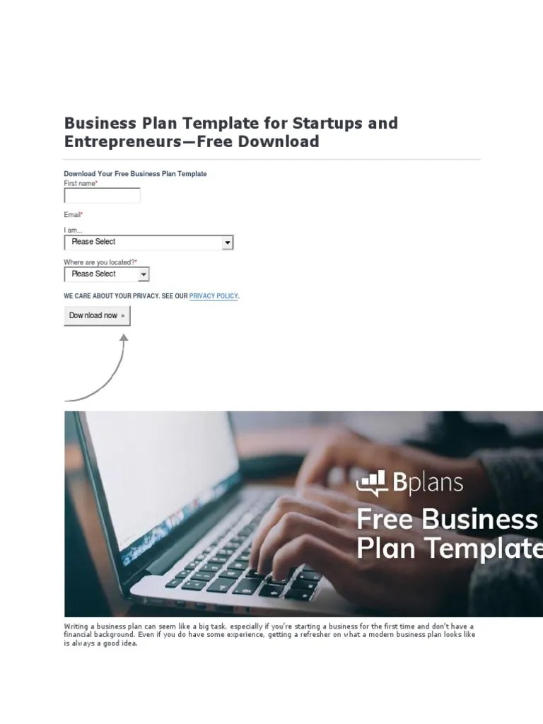 Business Plan Template For Startups And Entrepreneurs Free Download Business Plan Tech Start Ups