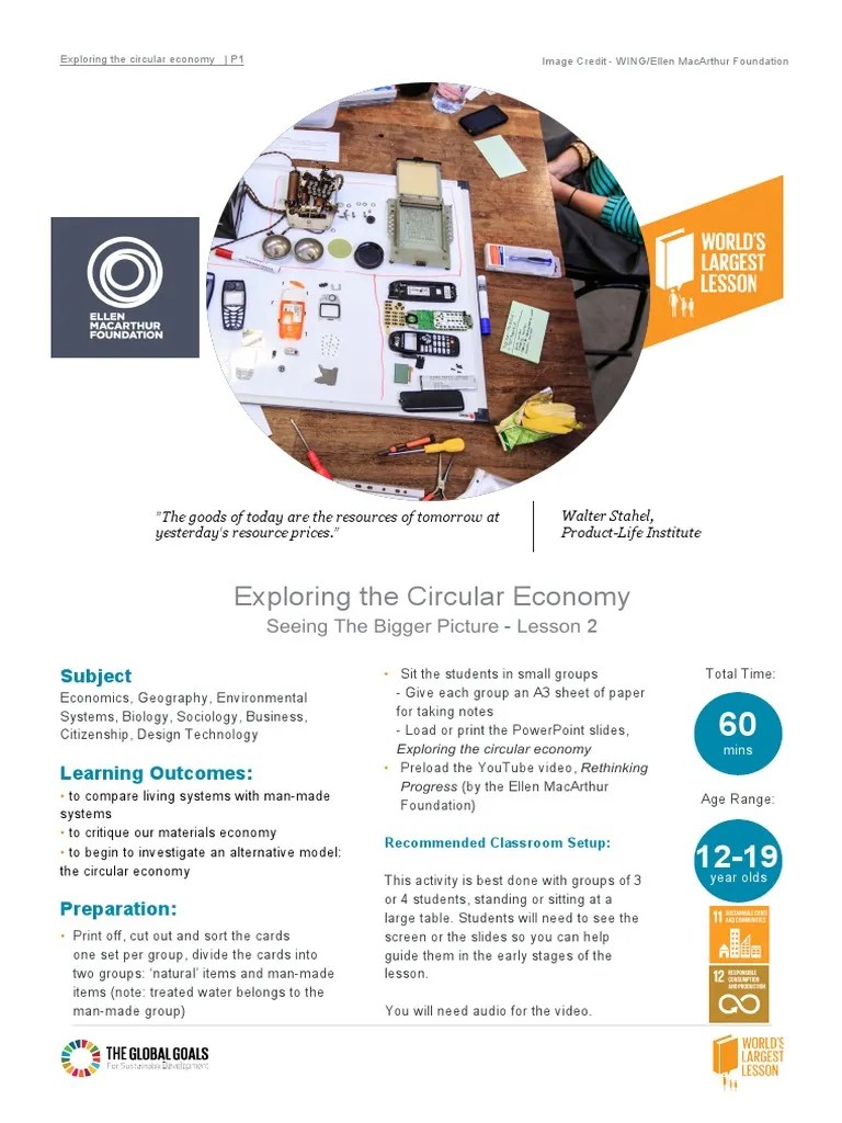 Exploring The Circular Economy: Seeing The Bigger Picture - Lesson 2 | PDF | Recycling | Economics
