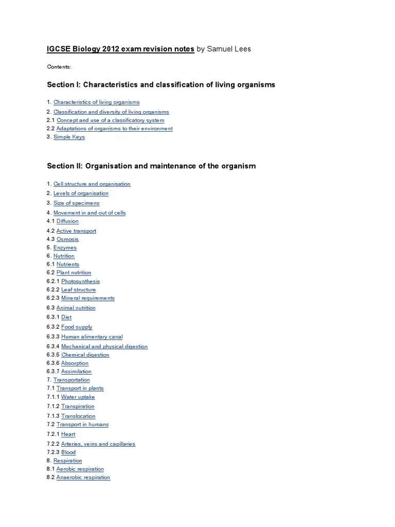 Biology Igcse NOTES | PDF | Heart Valve | Heart