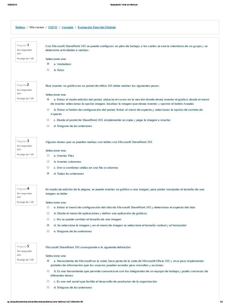 Evaluación Final Del Módulo1 | PDF | Compartir Punto | Microsoft