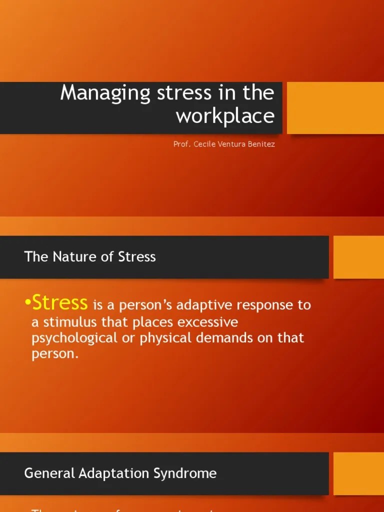 Managing Stress In The Workplace | PDF | Stress (Biology) | Clinical Psychology
