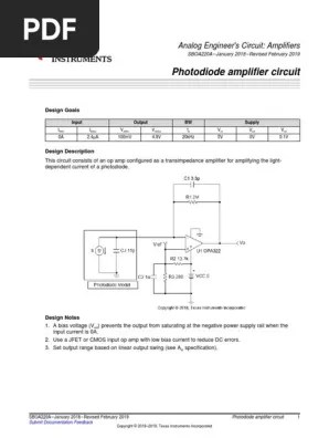 Photo Diode Amplifier Electrical Network