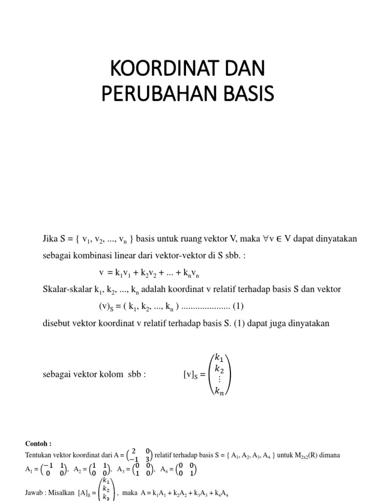 Aljabar Linear Chandra Novtiar S Si M Si Ppt Download Basis juga dapat dianggap sebagai sistem koordinat.