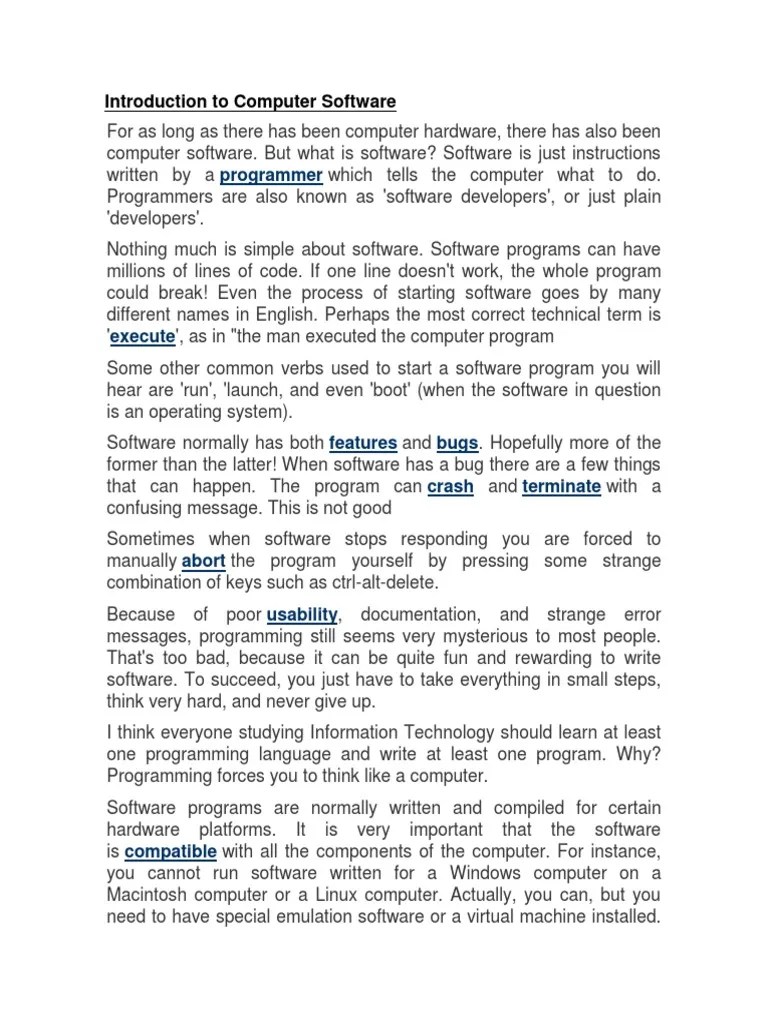 Introduction To Computer Software | PDF | Computer Program | Programming