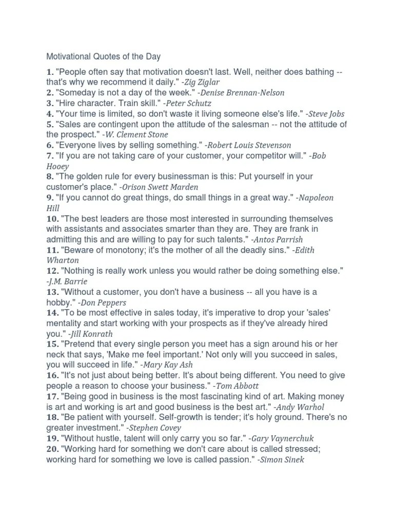 Motivational Quotes Of The Day | PDF