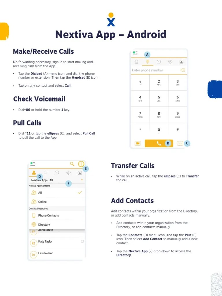 Nextiva App - Android: Make/Receive Calls | PDF | Mobile App | Mobile Telecommunications User ...
