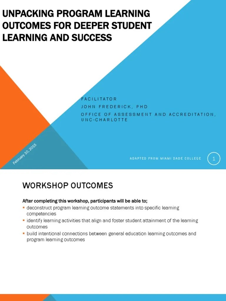 Unpacking Program Learning Outcomes For Deeper Student Learning And Success | Download Free PDF ...