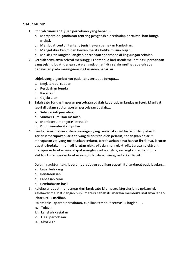 15 contoh teks laporan percobaan dan strukturnya. Soal Resnsi Pdf
