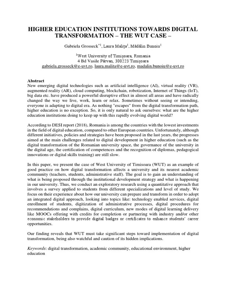 Digital Transformation In Higher Education | PDF | Educational ...