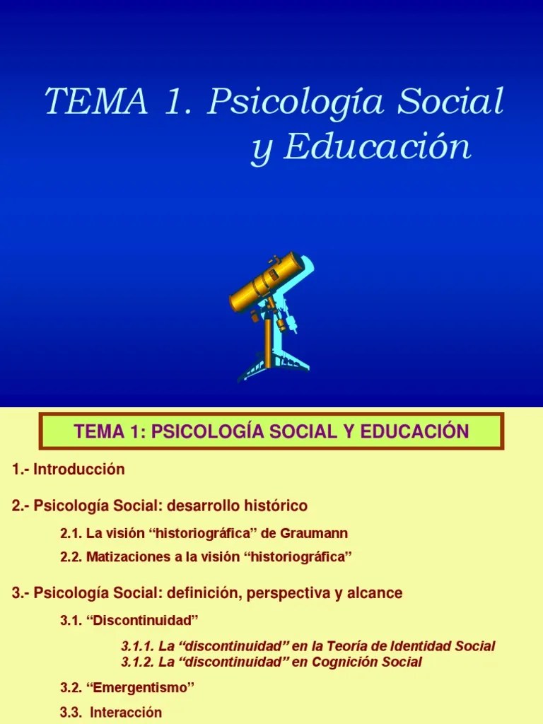 Tema 1 (Psicologia Social) | PDF | Psicología Social | Sicología