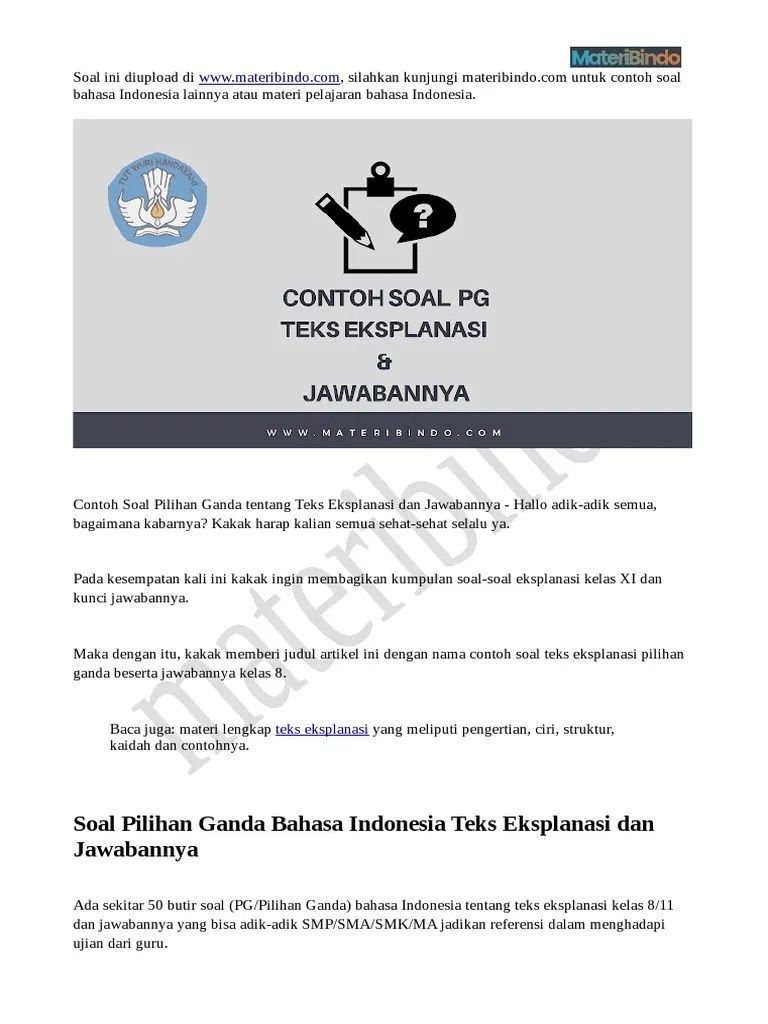 50 contoh soal uas bahasa indonesia kelas 11 sma ma dan kunci jawabnya terbaru halo sahabat bospedia dimana saja berada pada kesempatan yang . Contoh Soal Teks Eksplanasi Pdf