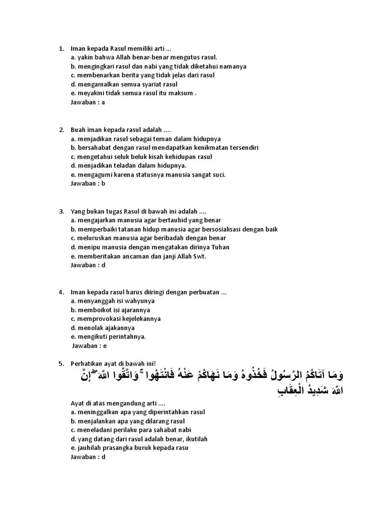 Soal Iman KPD Rosul | PDF