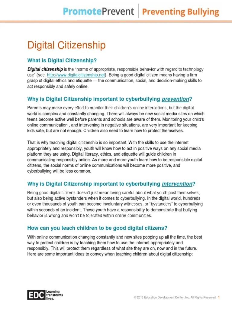 Digital Citizenship PDF | PDF | Cyberbullying | Social Media