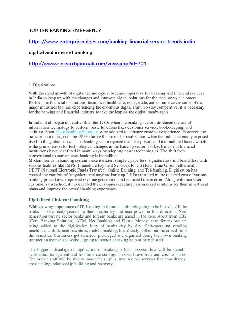 Top Ten Banking Emergency | Download Free PDF | Cheque | Banks