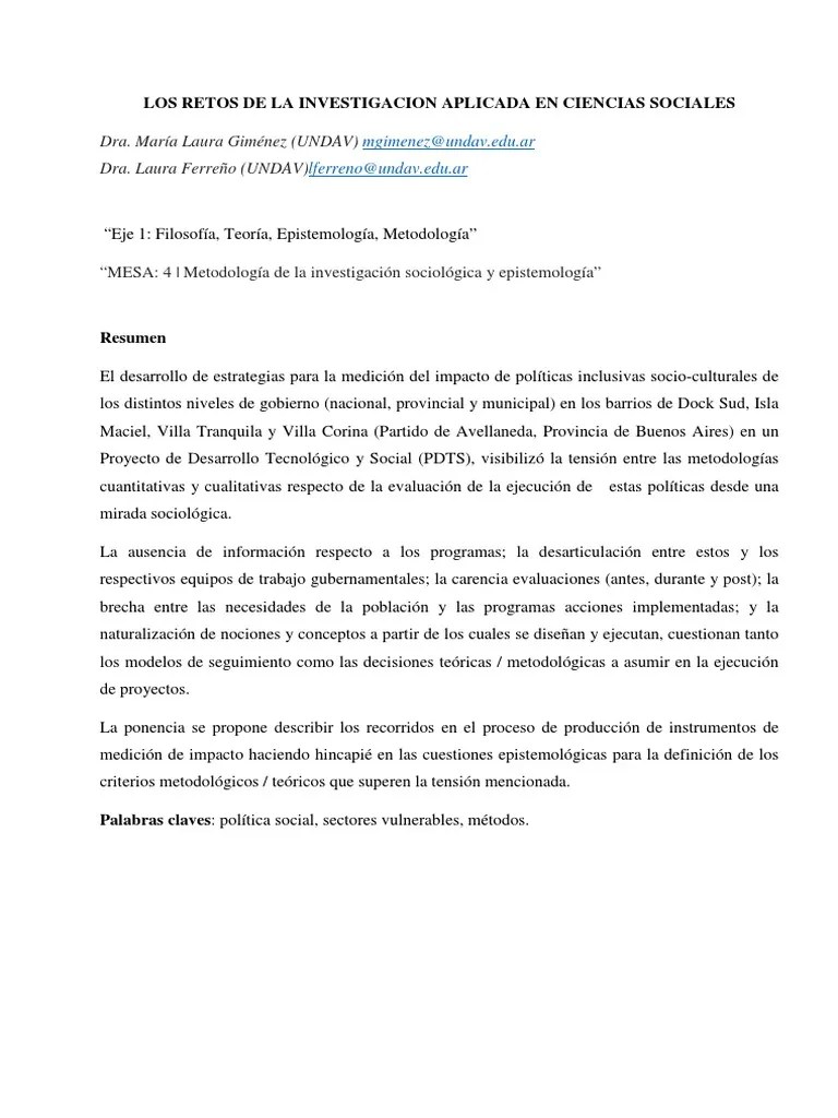 Los Retos De La Investigación Aplicada En Ciencias Sociales | Descargar Gratis PDF | Paradigma ...