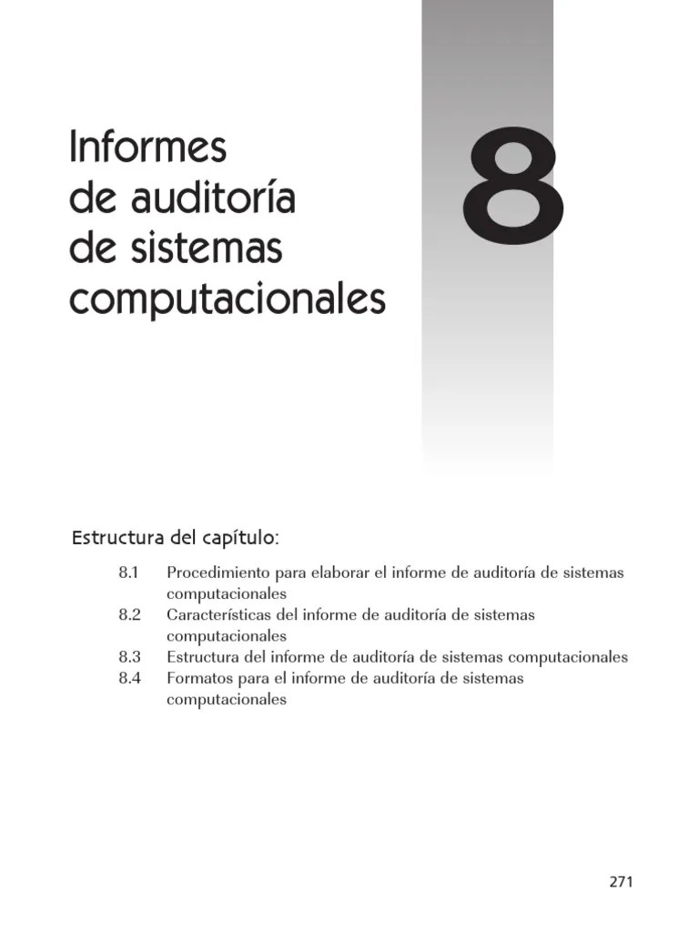 Informes De Auditoría De Sistemas Computacionales | PDF | Contralor | Auditoría