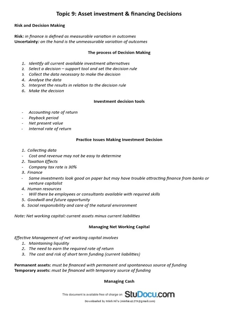 Accounting For Decision Making Notes Lecture Notes Lectures 1 13 | Download Free PDF ...